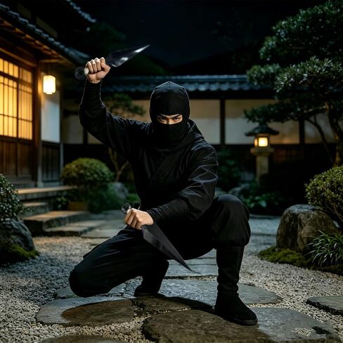 14-Piece Ninja Cosplay Kit, Plastic Kunai (10.2" X 2+5.1" X 6), Shuriken/Ninja Star (3.5" X 6) Set for Anime Fans | Ninja Props and Costume for Adults in Saudi Arabia