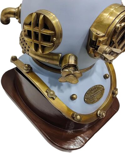 Nautical Us Navy Mark V Helmet with Base Full Size 18'' Vintage Antique Blue Diving Divers in Kuwait