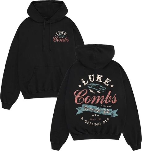 Luke Combs Getting Old Spellout Hoodie, Black in Saudi Arabia