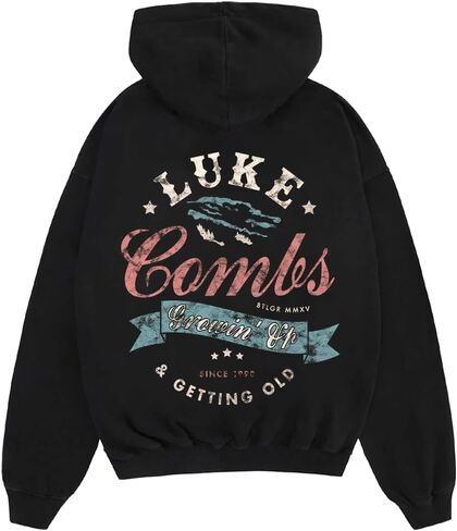 Luke Combs Getting Old Spellout Hoodie, Black in Saudi Arabia