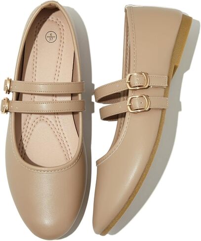 Iarus Women's Mary Janes Ballet Flats Shoes Adjustable Buckle Strap | Cute Casual Business Dress Faux Leather Comfortable Dressy Office Work Teacher in Saudi Arabia