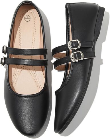 Iarus Women's Mary Janes Ballet Flats Shoes Adjustable Buckle Strap | Cute Casual Business Dress Faux Leather Comfortable Dressy Office Work Teacher in Saudi Arabia