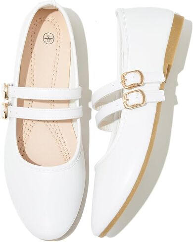 Iarus Women's Mary Janes Ballet Flats Shoes Adjustable Buckle Strap | Cute Casual Business Dress Faux Leather Comfortable Dressy Office Work Teacher in Saudi Arabia