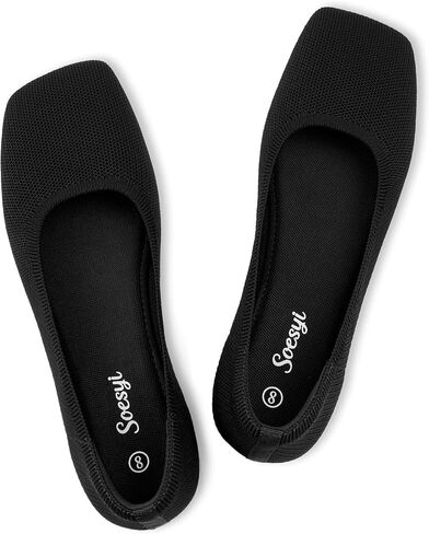 Soesyi Women's Wide Toe Box Mary Jane Flats Foldable Knit Ballet Shoes, Comfortable Slip-on for Casual Office Travel Barefoot Flats in Saudi Arabia