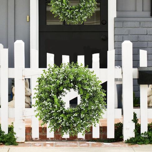 26In Artificial Boxwood Wreaths for Front Door,Boxwood Spring Summer Door Wreath,Artificial Greenery Wreath, Hanging for Home Porch Farmhouse Window Wedding Party Decor All Year Round Indoor Outdoor in Saudi Arabia
