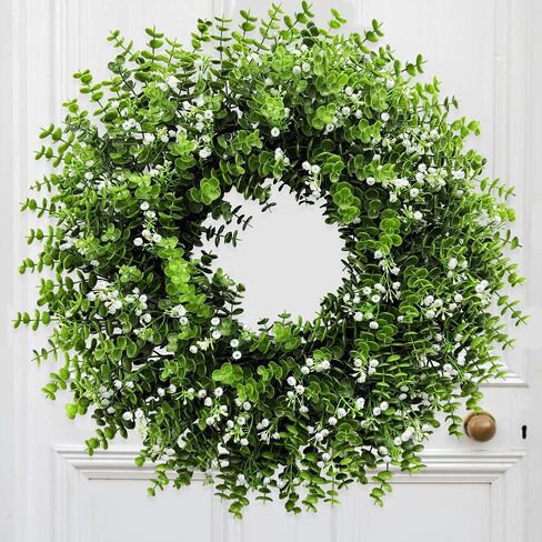 26In Artificial Boxwood Wreaths for Front Door,Boxwood Spring Summer Door Wreath,Artificial Greenery Wreath, Hanging for Home Porch Farmhouse Window Wedding Party Decor All Year Round Indoor Outdoor in Saudi Arabia