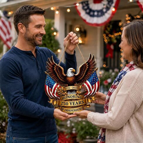 250th Anniversary Decorations for Home, Patriotic Eagle Door Sign, America 250th Birthday Decor, Fourth of July Decorations, USA Independence Day Hanging Wall Decor, Patriotic Decorations in Saudi Arabia