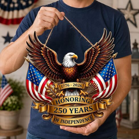 250th Anniversary Decorations for Home, Patriotic Eagle Door Sign, America 250th Birthday Decor, Fourth of July Decorations, USA Independence Day Hanging Wall Decor, Patriotic Decorations in Saudi Arabia