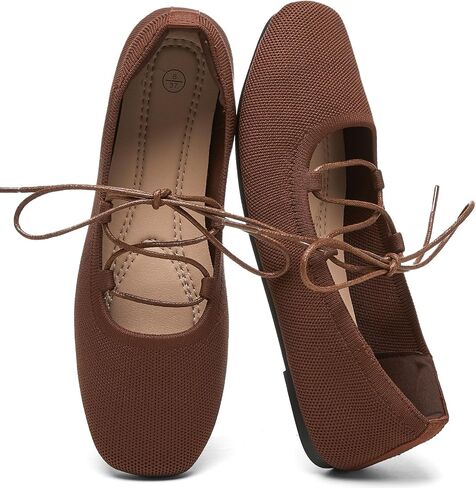 FINIWOR Ballet Flats for Women Lace Up Mary Jane Shoes | comfortable wide toe flats, memory foam shoes for casual work daily walking in Saudi Arabia