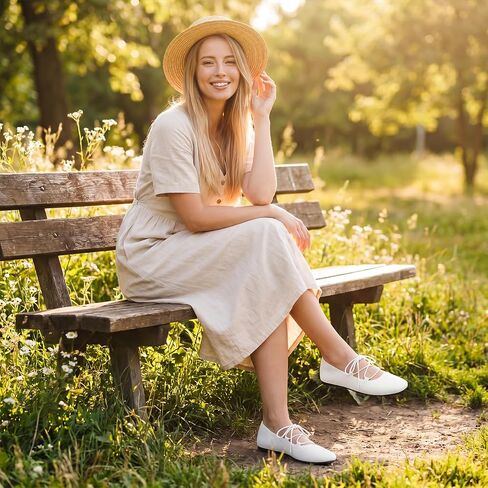 FINIWOR Ballet Flats for Women Lace Up Mary Jane Shoes | comfortable wide toe flats, memory foam shoes for casual work daily walking in Saudi Arabia