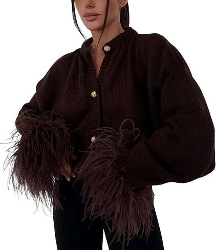 Cable Knit Cardigan Women Stretchy Comfy Casual Vintage Button Up Fringe Hem Sleeve Jackets for Women Trendy 2026 in Saudi Arabia