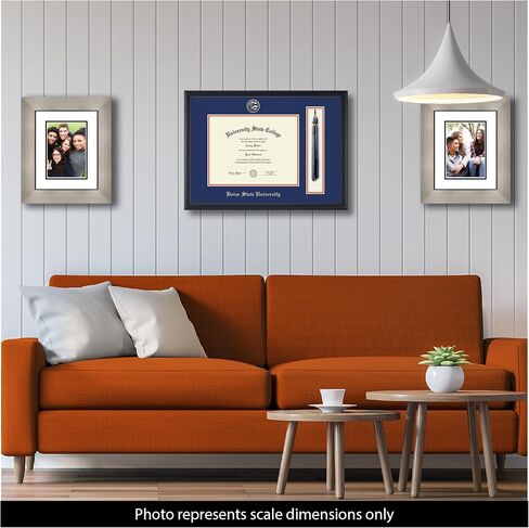 Boise State University 11" w x 8.5" h Tassel Diploma Frame - Fits a bachelor's - Gold Embossed Tassel & Cord Diploma Frame - Black Moulding with Royal Blue and Orange Matting in Kuwait