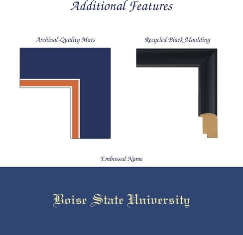 Boise State University 11" w x 8.5" h Tassel Diploma Frame - Fits a bachelor's - Gold Embossed Tassel & Cord Diploma Frame - Black Moulding with Royal Blue and Orange Matting in Kuwait
