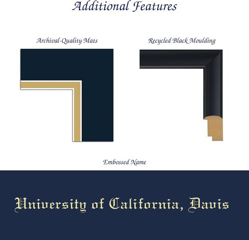 University of California Davis 11" w x 8.5" h Tassel Diploma Frame - Fits a bachelor's, master's and phd - Gold Embossed Tassel & Cord Diploma Frame - Officially Licensed in Kuwait