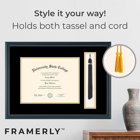 University of California Davis 11" w x 8.5" h Tassel Diploma Frame - Fits a bachelor's, master's and phd - Gold Embossed Tassel & Cord Diploma Frame - Officially Licensed in Kuwait