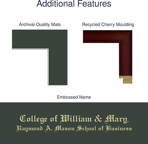 إطار دبلوم William & Mary Raymond A. Mason School of Business مقاس 13 بوصة عرض × 10 بوصة ارتفاع - يناسب البكالوريوس والماجستير والدكتوراه - إطار دبلوم منقوش بالذهب in Kuwait