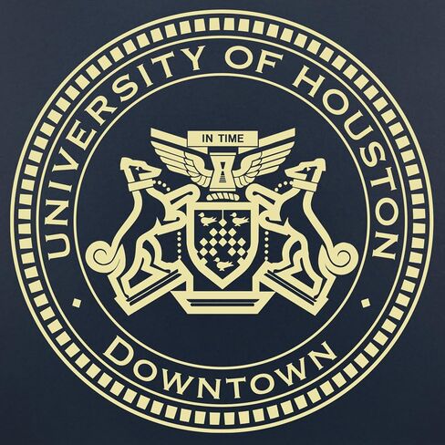 University of Houston Downtown 14" w x 11" h Diploma Frame - Fits a bachelor's, master's and phd - Gold Embossed Diploma Frame - Cherry Moulding with Navy Matting - Officially Licensed in Kuwait