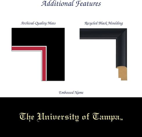 University of Tampa 10" w x 8" h Tassel Diploma Frame - Fits a bachelor's and master's - Gold Embossed Tassel & Cord Diploma Frame - Black Moulding with Black and Red Matting in Kuwait