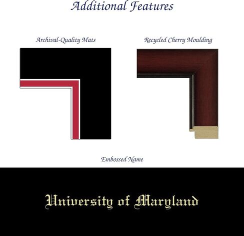 University of Maryland, College Park 17" w x 13" h Diploma Frame - Fits a bachelor's, master's and phd - Gold Embossed Diploma Frame - Cherry Moulding with Black and Red Matting in Kuwait