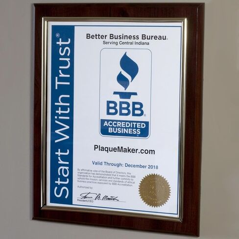 PlaqueMaker Pack of 10 - Slide in Document Plaque with Gold Frame and Coated Cherry Wood - Display Certificates, Diploma's, or Create A Custom Award with Our Easy to Use Slide in Kit in Saudi Arabia