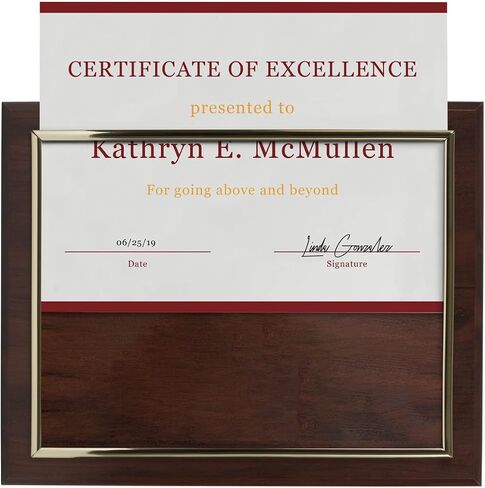PlaqueMaker Pack of 10 - Slide in Document Plaque with Gold Frame and Coated Cherry Wood - Display Certificates, Diploma's, or Create A Custom Award with Our Easy to Use Slide in Kit in Saudi Arabia