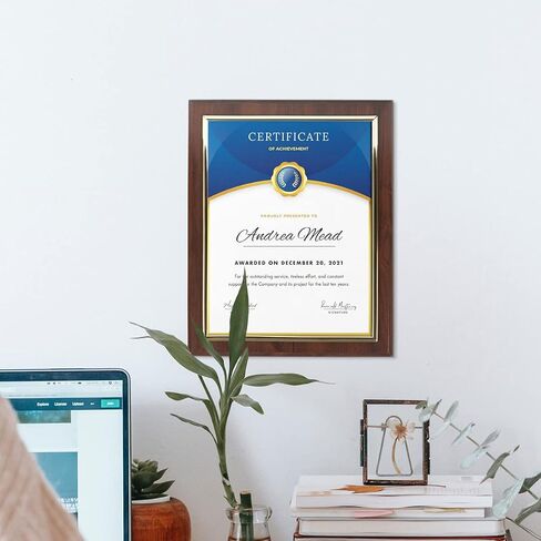 PlaqueMaker Pack of 10 - Slide in Document Plaque with Gold Frame and Coated Cherry Wood - Display Certificates, Diploma's, or Create A Custom Award with Our Easy to Use Slide in Kit in Saudi Arabia