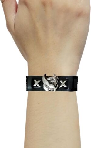 Genuine Leather Ride to Live Biker Bracelet, 0.7" Wide Cuff Eagle Wristband in Kuwait