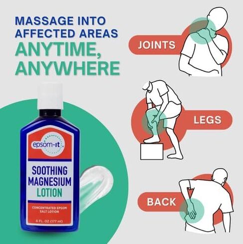 EPSOM-IT Soothing Magnesium Lotion, 6oz Bottle – Concentrated Epsom Salt Lotion with Shea Butter for Better Sleep, Relaxation, & Muscle Stiffness | Soothing Magnesium for Daily Self-Care | Made in USA in Saudi Arabia