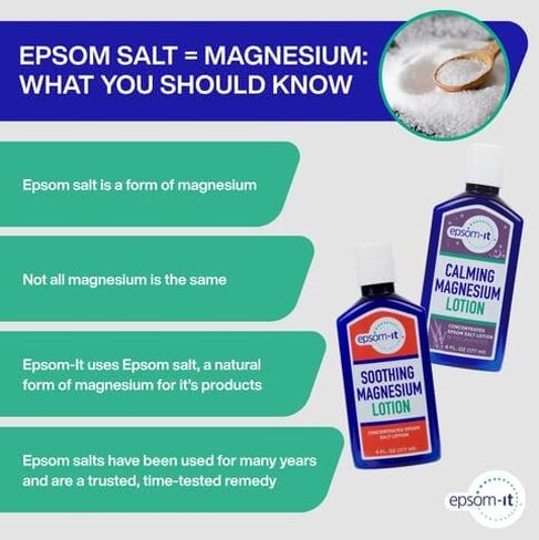 EPSOM-IT Soothing Magnesium Lotion, 6oz Bottle – Concentrated Epsom Salt Lotion with Shea Butter for Better Sleep, Relaxation, & Muscle Stiffness | Soothing Magnesium for Daily Self-Care | Made in USA in Saudi Arabia