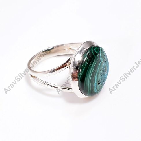 Azurite Malachite Gemstone 925 Sterling Silver Handmade Statement Boho Stacking Promise Blue Green Stone Ring Jewelry Gift for Women in Kuwait