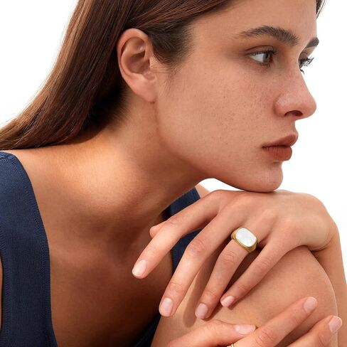 YeGieonr Chunky Gold Statement Rings for Women Non Tarnish 18K Gold-Plated, Waterproof Stainless Steel Gold Ring, Bold Fashion Jewelry for Everyday Wear or Stacking in Saudi Arabia