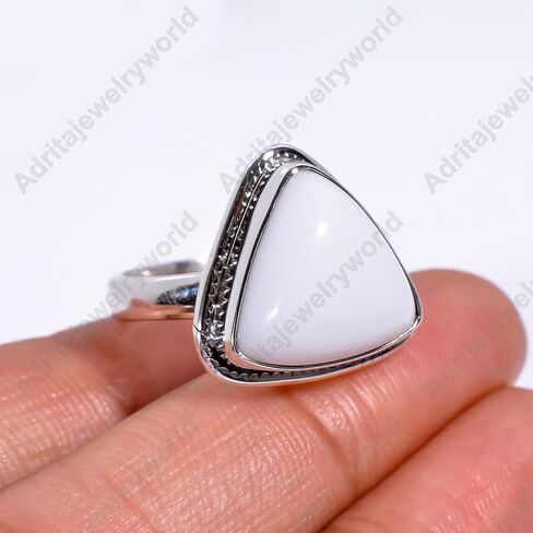 Natural White Coral Gemstone Solid 925 Sterling Silver Handmade Statement Stacking Designer Ring Jewelry Gift for Wife in Saudi Arabia