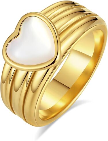 YeGieonr Chunky Gold Statement Rings for Women Non Tarnish 18K Gold-Plated, Waterproof Stainless Steel Gold Ring, Bold Fashion Jewelry for Everyday Wear or Stacking in Saudi Arabia