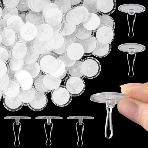 ANCIRS 60 Pcs Self Adhesive Ceiling Hooks, Clear Sticky Hooks for Hanging, Removable Sticker Hooks, No Drill Ceiling Hook for Plants, Lights, Clothes, Bags in Kuwait