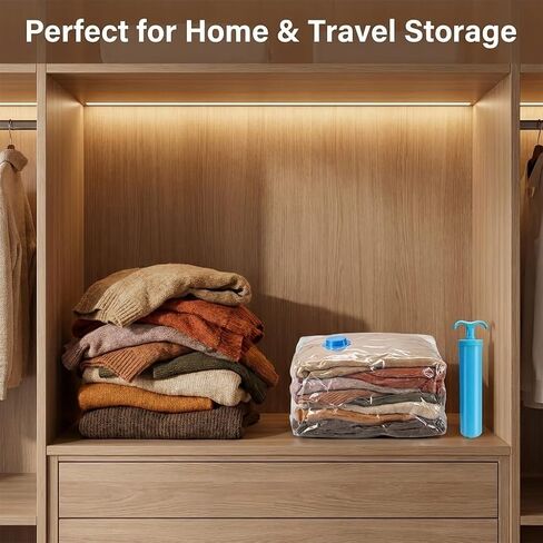 3 Pack Vacuum Storage Bags with Hand Pump, Space Saver Compression Bags for Clothing Travel, Vacuum Seal Bags for Clothes, Blankets, Comforters, Pillows, Luggage and Moving in Kuwait