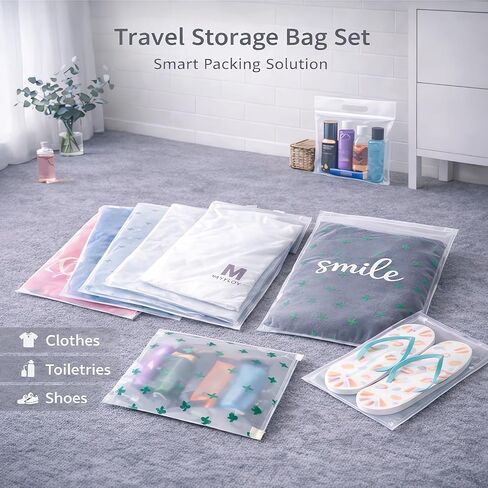 Travel Storage Bags, 30PCS Resealable Ziplock Bags Clear Bag & Frosted Zip lock Seal Clothes Bags Hospital Waterproof Luggage Organiser for Clothes Shoes Cosmetics in Saudi Arabia