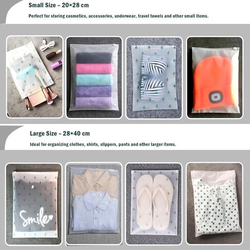 Travel Storage Bags, 30PCS Resealable Ziplock Bags Clear Bag & Frosted Zip lock Seal Clothes Bags Hospital Waterproof Luggage Organiser for Clothes Shoes Cosmetics in Saudi Arabia