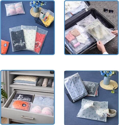 Travel Storage Bags, 30PCS Resealable Ziplock Bags Clear Bag & Frosted Zip lock Seal Clothes Bags Hospital Waterproof Luggage Organiser for Clothes Shoes Cosmetics in Saudi Arabia