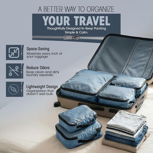Cozy Den 4-Piece Compression Packing Cubes Set with Sturdy Zippers, Gray Travel Luggage Organizers with Space Saving Design for Carry-on Travelers, Family Organizers & Home Storage in Saudi Arabia