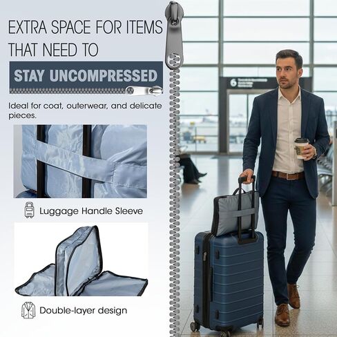 Cozy Den 4-Piece Compression Packing Cubes Set with Sturdy Zippers, Gray Travel Luggage Organizers with Space Saving Design for Carry-on Travelers, Family Organizers & Home Storage in Saudi Arabia