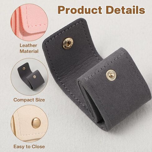 12 Pack Mini Jewelry Travel Pouch, Foldable Leather Jewelry Organizer Pouch Compact Case with Buckle Travel Accessories for Necklaces, Rings & Earrings (Beige, Pink, Gray) in Saudi Arabia