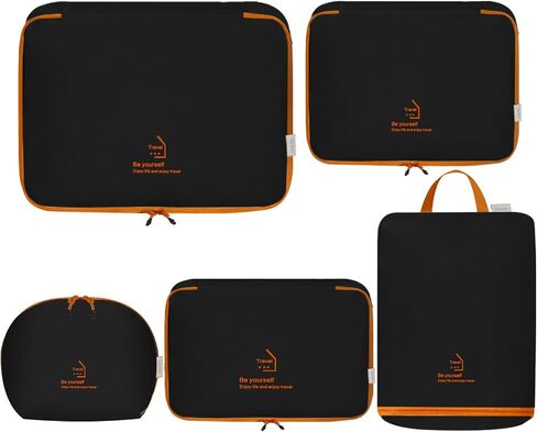 Packing Cubes for Travel, Various Sizes Luggage Organizer Bags Travel Cubes with Double Zipper, Durable Space Saver Bags Travel Essentials (5 Set, Black) in Saudi Arabia