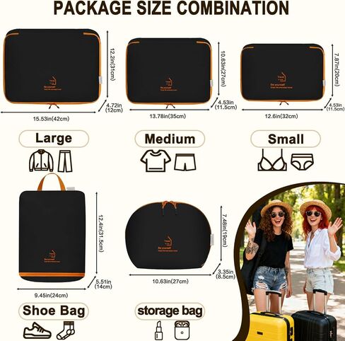 Packing Cubes for Travel, Various Sizes Luggage Organizer Bags Travel Cubes with Double Zipper, Durable Space Saver Bags Travel Essentials (5 Set, Black) in Saudi Arabia