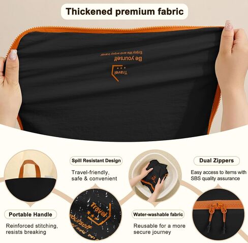 Packing Cubes for Travel, Various Sizes Luggage Organizer Bags Travel Cubes with Double Zipper, Durable Space Saver Bags Travel Essentials (5 Set, Black) in Saudi Arabia
