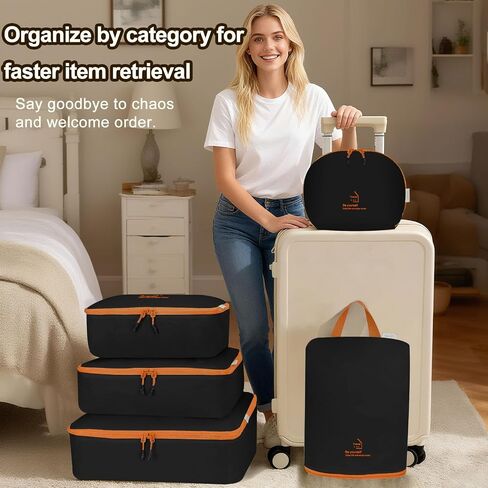 Packing Cubes for Travel, Various Sizes Luggage Organizer Bags Travel Cubes with Double Zipper, Durable Space Saver Bags Travel Essentials (5 Set, Black) in Saudi Arabia