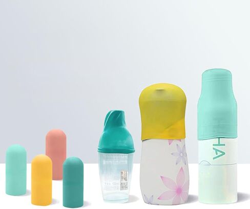 Travel Silicone Bottle Covers 4 or 8 Pack Leak Proof Elastic Sleeves Durable for Toiletries, Shampoo Bottles, Cruise Luggage, 4PCS in Kuwait