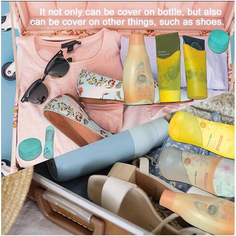 Travel Silicone Bottle Covers 4 or 8 Pack Leak Proof Elastic Sleeves Durable for Toiletries, Shampoo Bottles, Cruise Luggage, 4PCS in Kuwait