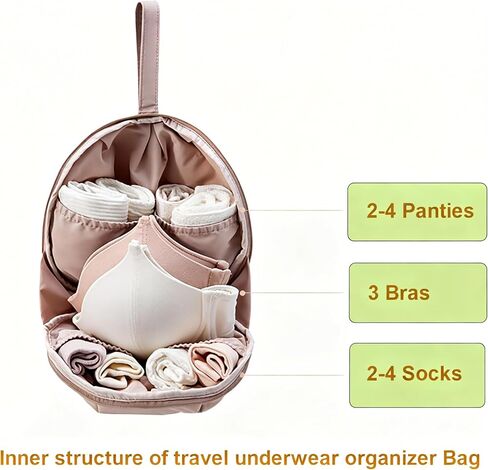Women’s Travel Underwear Packing Cube Organizer Portable Storage Bag for Bras, Panties, Socks & Accessories Lightweight Luggage Organizer Travel Essentials (Pink) in Saudi Arabia