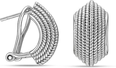 LeCalla 925 Sterling Silver Omega Back Earrings for Women | Clip-On Pierced Stud Earrings Gift for Her, Wife or Girlfriend | Classic Omega Back Stud Earrings Jewelry for Daily Wear or Special Occasions in Kuwait