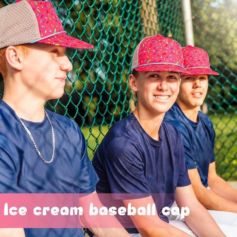Cuffbow 1 Pack Pink Baseball Hat Ice Cream Adjustable 18-21 Inch Baseball Hat for Youth Boys Gift in Kuwait